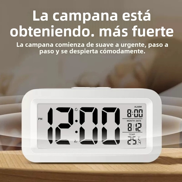 LED Digital Väckarklocka Bakgrundsbelysning Snooze Datum Tid Kalender Skrivbord Multifunktionell Elektronisk Bakgrundsbelyst Bordsklocka 1pc White