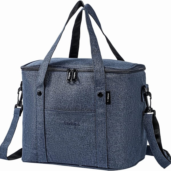 1 kpl Eristetty Lounaslaukku Miehille/Naisille, Uudelleenkäytettävä Suuri Kylmälaukku Olkahihnalla, Retkeilypikniklaukku Teini-ikäisille Ja Työntekijöille Navy Blue