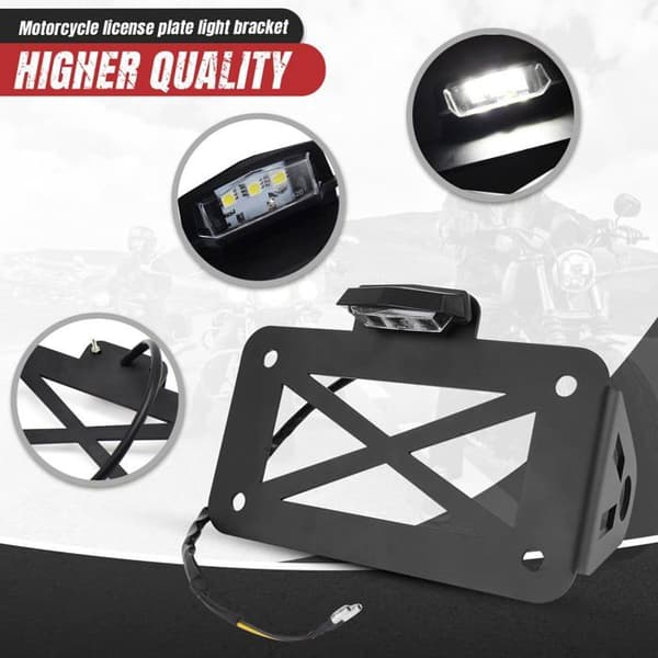 Motorcykel nummerpladeholder - Nummerpladeholder til side LED baglygte