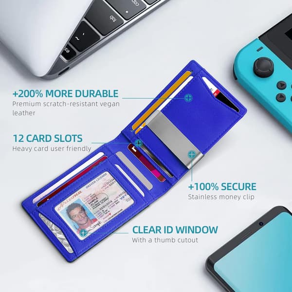 Men's Wallet, Slim Wallet with Large Capacity and RFID Blocking Compartment, Simple Front Pocket for Men