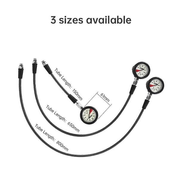 DIDEEP Dykker Resttryksmåler Kulfiber Vævet Slange 15cm
