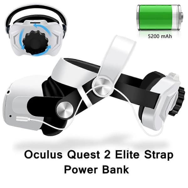 Til Oculus Quest 2 VR Elite Strap med batteri 5200mAn hurtigoplader Power Bank Halo Strap til Meta Oculus Quest 2 tilbehør A