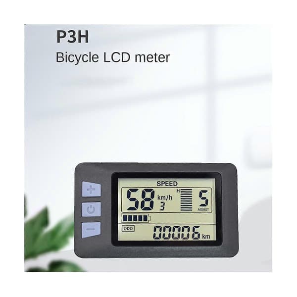 P3H LCD Display Meter Dashboard 24V 36V 48V 60V Elektrisk Cykel Meter Display Panel til Elektrisk Scooter (5PIN) Black