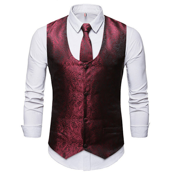Jacquard nattklubb vest herre bankett restaurant formell vest slips