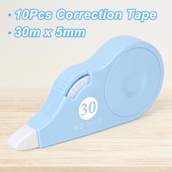 10 Stycken Vita Korrigeringstejp 30m*5mm, Korrigeringstejper, Korrigeringstejp med Skyddshätta, Mini Korrigeringstejp, för Skolmaterial Kontor Hem White-1