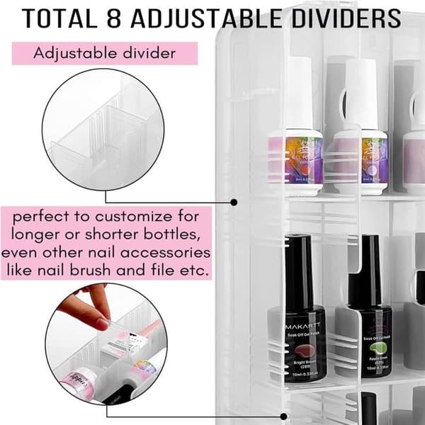 UNIQ Nail Polish Storage with 48 Compartments - Transparent Organizer