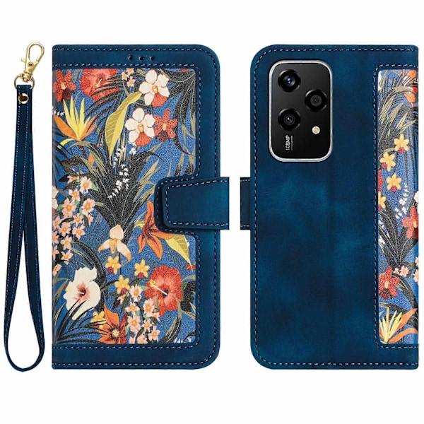 Floral Leather Case with Lanyard - Perf For Honor 200 Lite Global