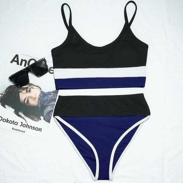 Lady Bikini Set Sport Beachwear Baddräkt Baddräkt Blue and Black S