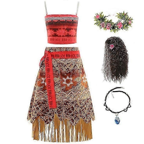 Prinsessan Vaiana Cosplay för Flickor Halloween Maskerad Karneval Party Kostym Full Set 110