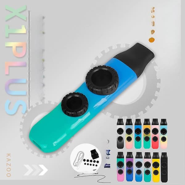 Dubbel Reed Kazoo Professionell Prestanda ABS Kazoo Flöjt Gitarrackompanjemang Highlight.cyan.blue.gradient