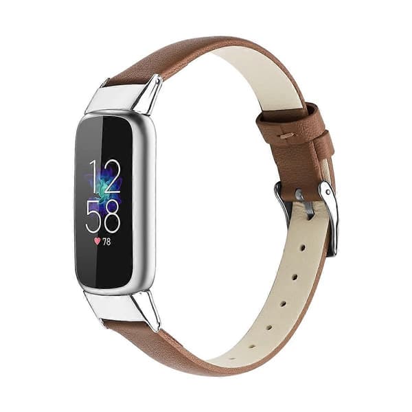 For Fitbit Luxe Leather Watch Band, Størrelse:S(Svart) Brown
