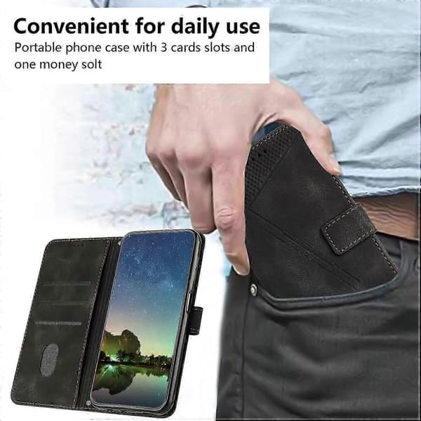 Etui til Honor X8 4G Læder Flip Folio Stærk Magnetisk Lukning Pro... Black