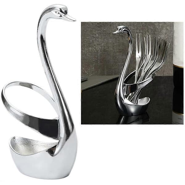 Svanefod Skeholder, Rustfrit Stål Ske- og Gafelsæt Stand Organizer til Middagsbord, Kaffe Bestikholder Silver