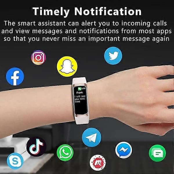 Fitness Tracker med 24/7 Blodilt, Puls og Søvnmonitor, IP68, 1.10'AMOLED Touch Farveskærm