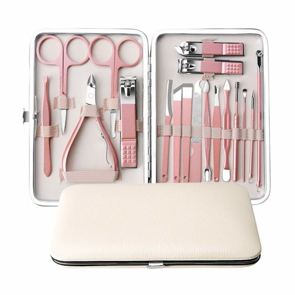Nagelkonst Nagelsax Set Hem Nagelsax - Klassiskt 18 Delars Roséguld Set (Beige Förpackning)