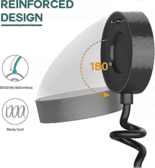 Opladerkabel til Withings Scanwatch - holdbar sort magnetisk oplader