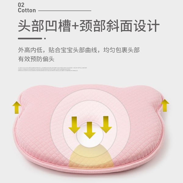 Baby Stereotyp Kudde Memory Foam Kudde Nyfödd Spädbarn Skydd Huvudform Sovkudde Resekudde för 0-24 månader yellow