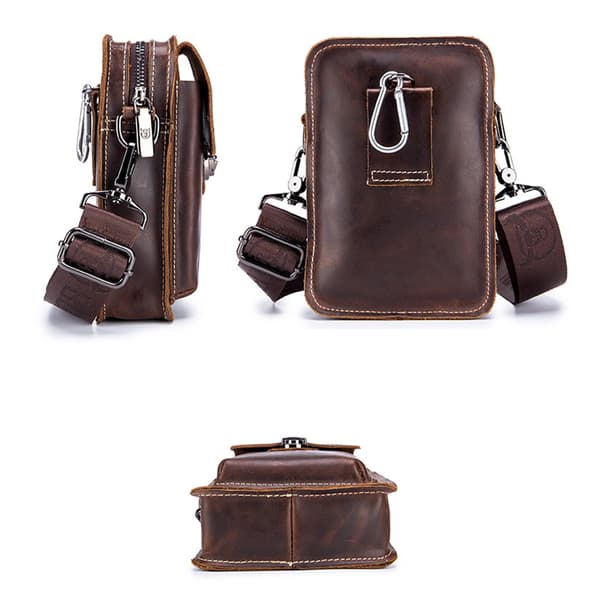 Læder Crossbody Taske til Mænd - Brun
