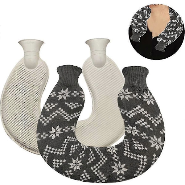U-formet varmtvannsflaske for nakke og skulder, varmere gummi varm P20250110806 Gray snowflakes