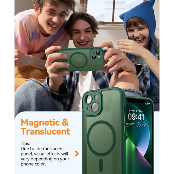 Magnetiskt Skal för iPhone 16 Pro Max med Fullständigt Kameraskydd [Kompatibelt med MagSafe] [Transparent Matt] Skyddande Mobilskal, Lila Djup Gr Deep Green iPhone 13