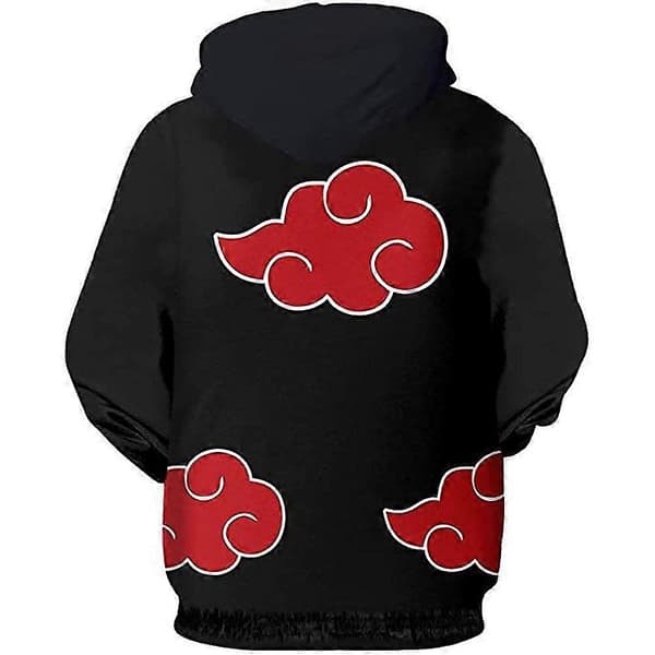 Unisex Naruto Akatsuki Trykk Hettegenser Pullover Hettegenser med Store Lommer for Menn og Kvinner L