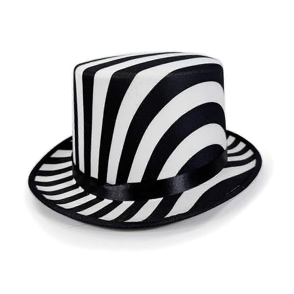 Sort Hvid Tema Tryllekunstnerhat Åndbart Bomuldsmateriale Ideel Til Cosplay Kostumer Black and white stri