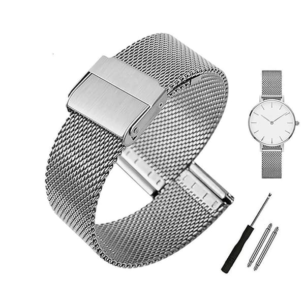 Klokkerem mesh - Svart eller Sølv 20 mm Sølv Silver Silver