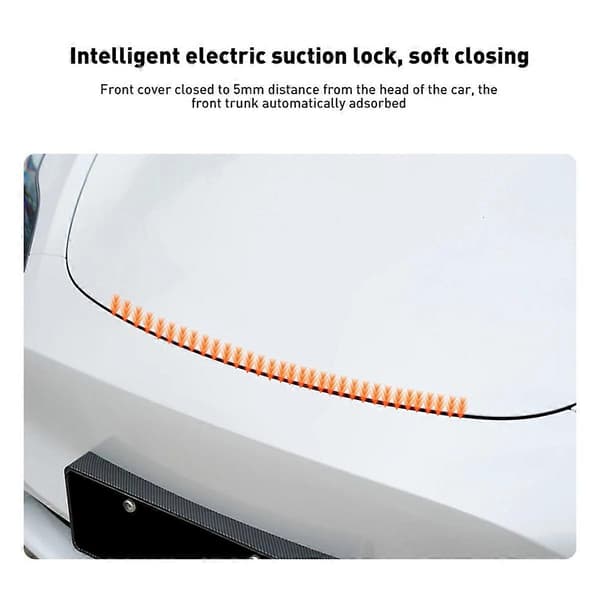 Electric front trunk soft-close lock for Model 3