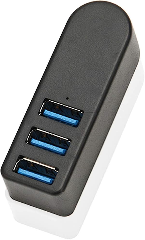 Usb 3.0 Hub, 270 Roterbar Usb Splitter, Aluminium 3 Port Mini Usb 3.0 Hub, Data Hub (sort)