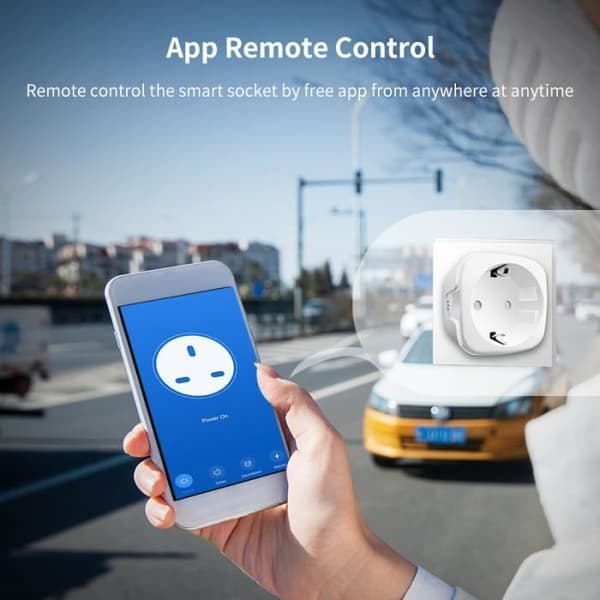 Smartplugg - Tuya - Zigbee - 20A - Synkroniseringsmonitor - Kompatibel med hemautomation
