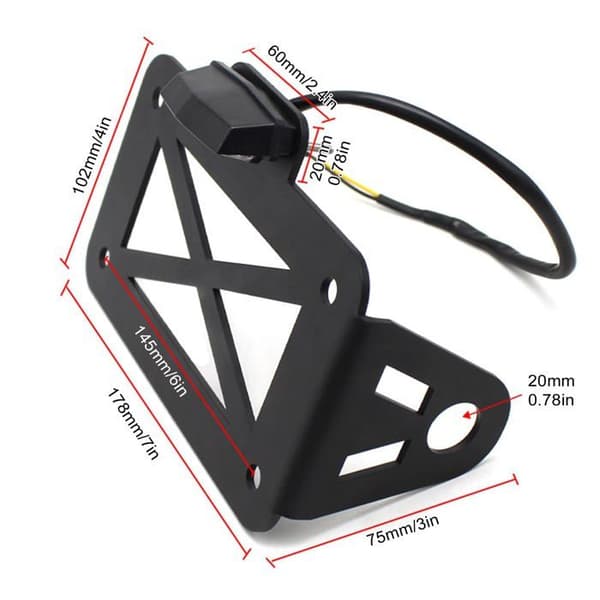 Motorcykel nummerpladeholder - Nummerpladeholder til side LED baglygte