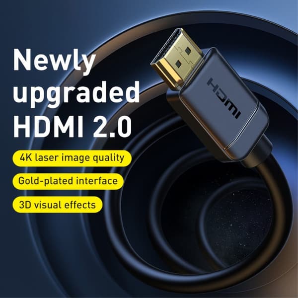 Baseus 3m 4K 60Hz HD HDMI - HDMI Kabel Sort 167