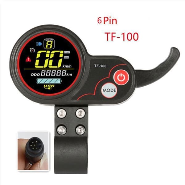Universal LCD speedometer til el-scooter ZQ-100 med hastighedsnøgle, 6-bens display til el-scooter -