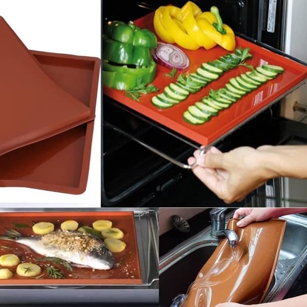 Silikon Bakeunderlag - Kaffe - 2 stk - 37.5x30 cm - 30x24.5 cm - Silikagel