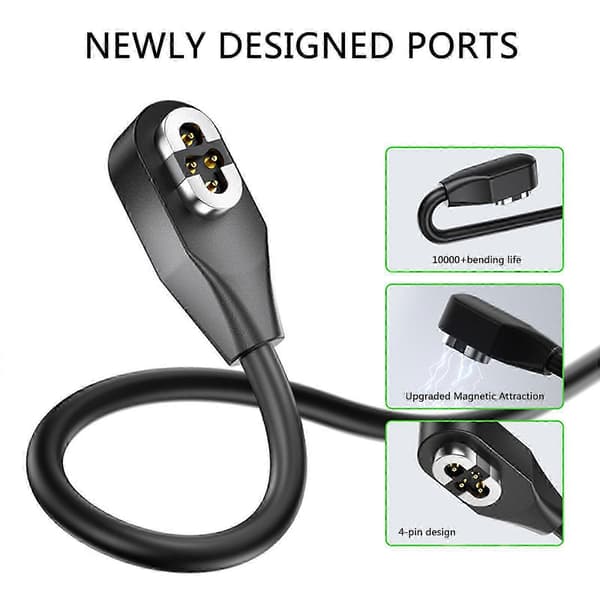SHOKZ OpenSwimPro S710 Magnetisk Ladekabel & Strømadapter til Hurtig Opladning black type c