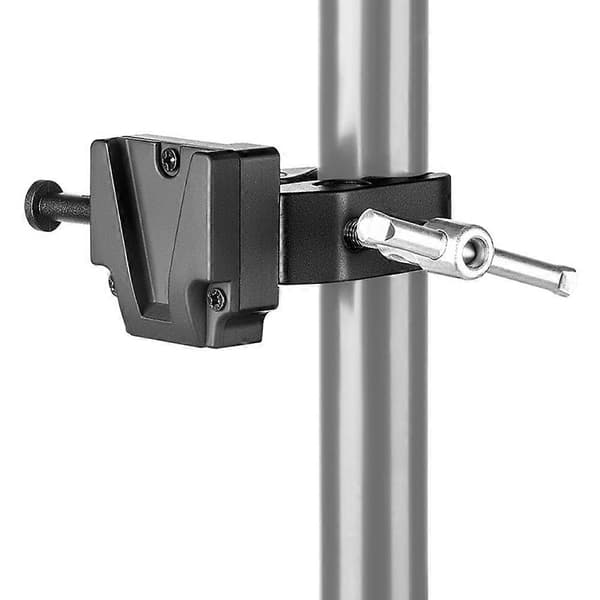 V-Mount batteriadapter med klemme til montering på lysstativstativ til V-Mount batteri til lysstativ eller stativ Black