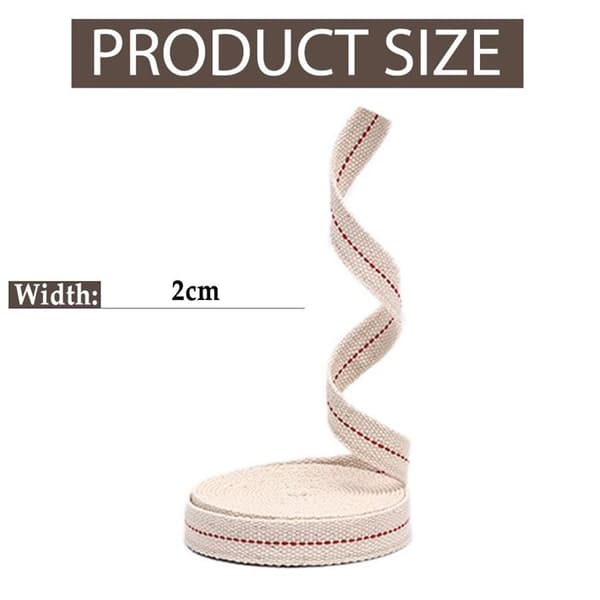 Förpackning med 4 bomullslampvekar, 4 meter x 2 cm, vit, för oljebrännare och lyktor.