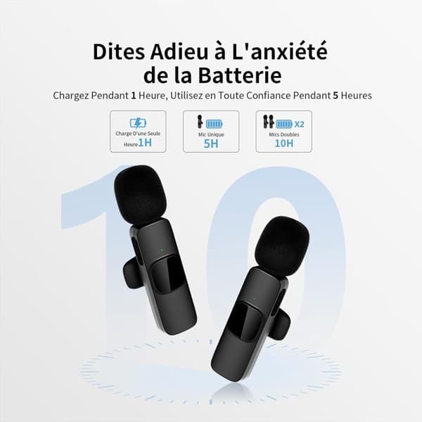 2MIC MOURSIIENY Trådløs Lavalier Mikrofon — 20 m rekkevidde, 10-timers batterilevetid, Bluetooth, Lightning & USB-C, for iPhone/iPad, podcasting/vlog