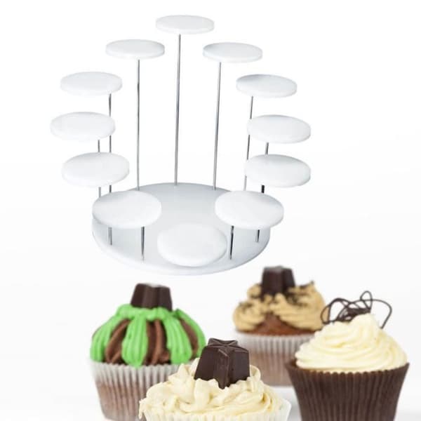 Rund tårtställning Cupcakeställning Dessertdisplay Serveringsbricka för vit L.
