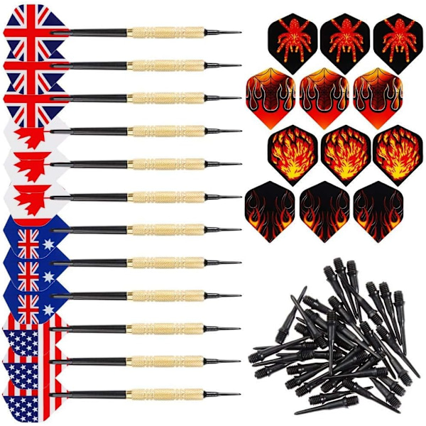 Plastpilspiler 12 piler med 12 flights og 46 tips for elektronisk dartskive Soft Tip Dart Set
