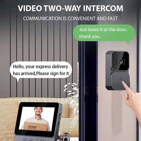 PRUMYA 4.3\" IPS Trådlös Video Dörrklocka - Tvåvägs Intercom, 2.4G, Mörkerseende, 150m Räckvidd, Inget WiFi