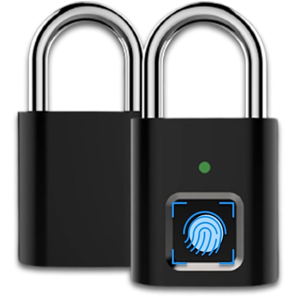 Fingerprint Lock, Smart Keyless Hänglås, USB Uppladdningsbart, Gym Skåplås, Kombinationslås, för Ryggsäckar, Resväskor, Cyklar, Bagage
