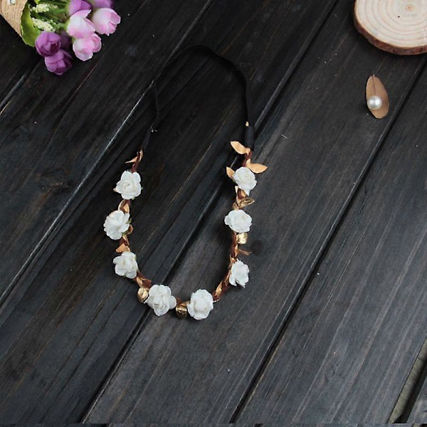 Boho Stil Blomsterkrans, Diadem, Bröllopsgirlang, Hårband, Pappersblommor, Håraccessoarer För Kvinnor Och Flickor, Vit