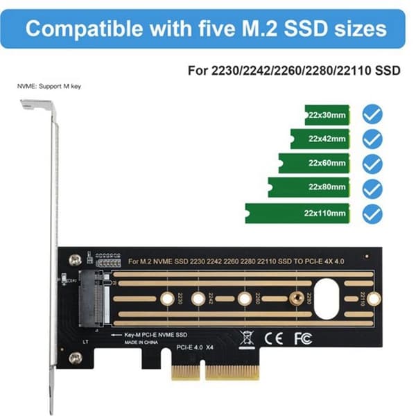 2X M.2 NVMe SSD till PCI-E 4.0-adapterkort PCI-E X4 4.0 GEN4 NVMe KEY-M.2-kompatibelt adapterkort