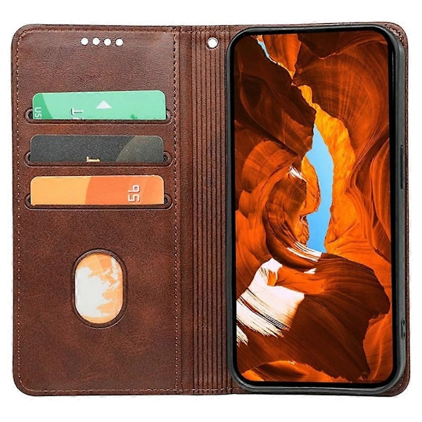 Kompatibelt med Nothing Phone (3a) Fodral Dold Magnetisk Stängning Kalvtextur Läder Telefonskal - Röd-Perfekt Brown