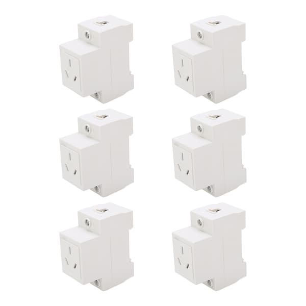 6 st Modular Socket Guide Rail Power Socket 3 Hole 250V Industrial Power Socket for Electrical Appliance AC30‑103 10A
