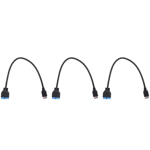 3X USB 3.1 Frontpanel Header till USB 3.0 20Pin Header Förlängningskabel för ASUS Moderkort 20cm Black