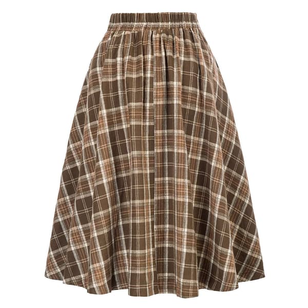 Dame ternede uldnederdele A-linje Tartan lange nederdele Blå Blue M