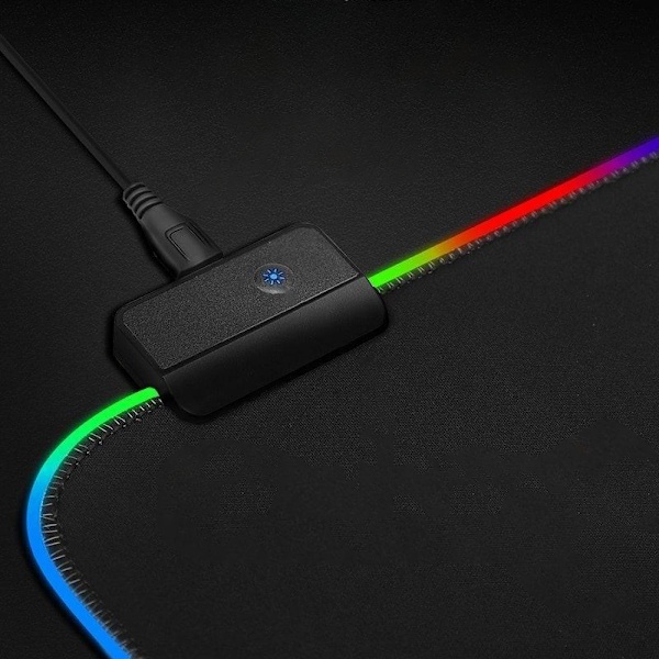 Gaming Musemåtte med LED Lys - RGB - Vælg Størrelse Sort Black 80x30 cm