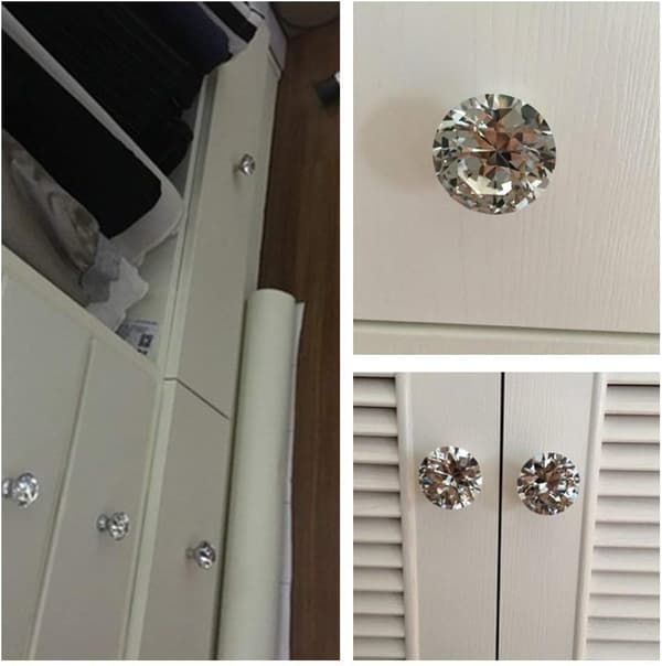 40mm Handle Knobs Transparent Diamond Crystal Glass Doors Cabinet Drawer Wardrobe Decoration 10pcs/Set Transparent